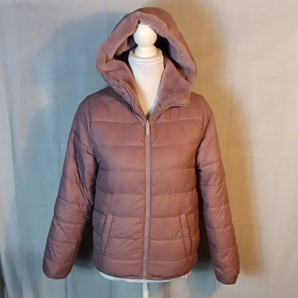 Abercrombie & Fitch Reversible Faux Fur Mauve Puffer Jacket
